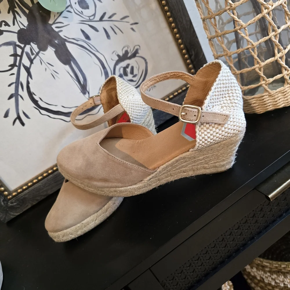 Maria Victoria Women's Espadrilles Wedges Made In Spain Tan Size 37 - Picture 1 of 7